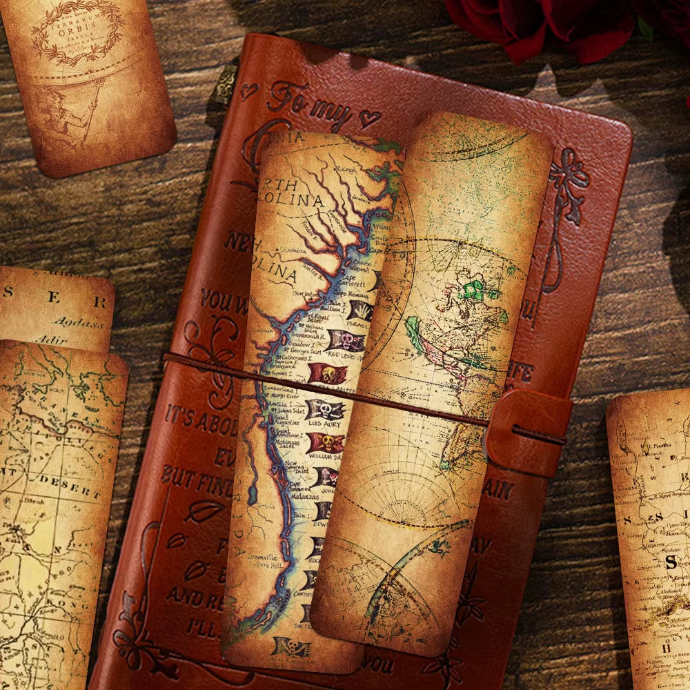 Vintage Map Bookmarks Set 30 pcs