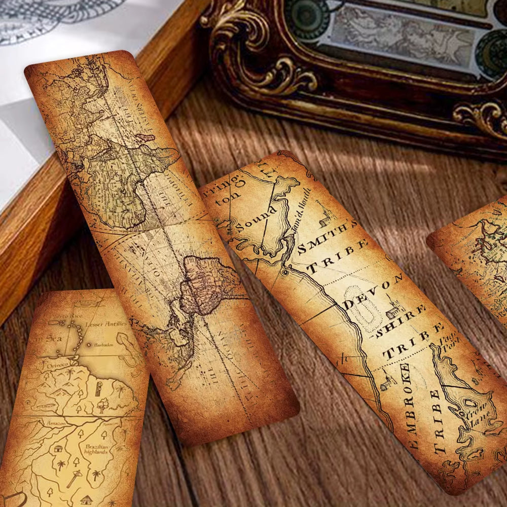 Vintage Map Bookmarks Set 30 pcs