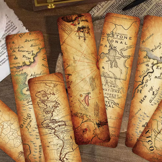 Vintage Map Bookmarks Set 30 pcs