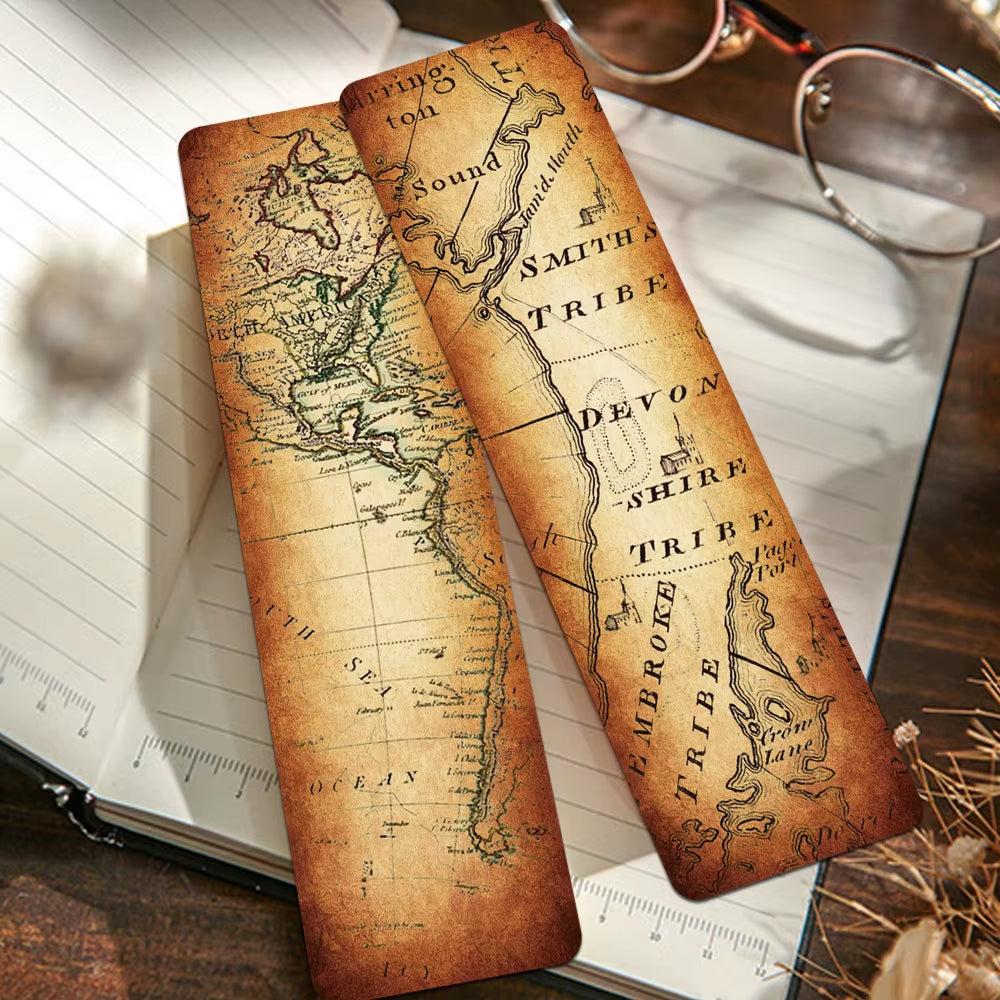 Vintage Map Bookmarks Set 30 pcs