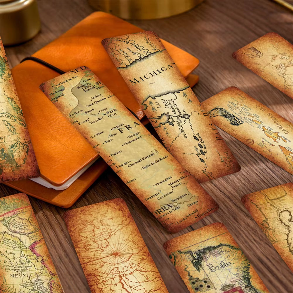 Vintage Map Bookmarks Set 30 pcs
