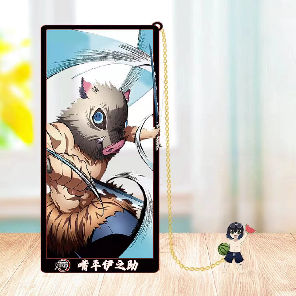 Demon Slayer Metal Bookmarks: Kamado Tanjirou, Agatsuma Zenitsu, Hashibira Inosuke, Tomioka Giyuu, and Kochou Shinobu